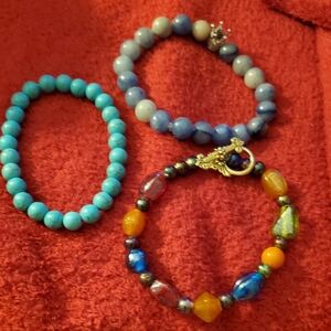 Set Of 3 Colorful Beaded Bracelets